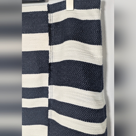 Loft Skirt Womens Size 16 Navy Blue White Striped Frayed Trim A-Line Mini Casual - Picture 4 of 9